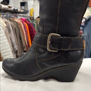 BOC Black Heeled Boots with Textured Leather Finish